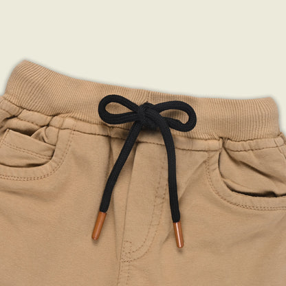 Boys Cotton Denim Solid Casual Shorts with Drawstring Waist shrt014