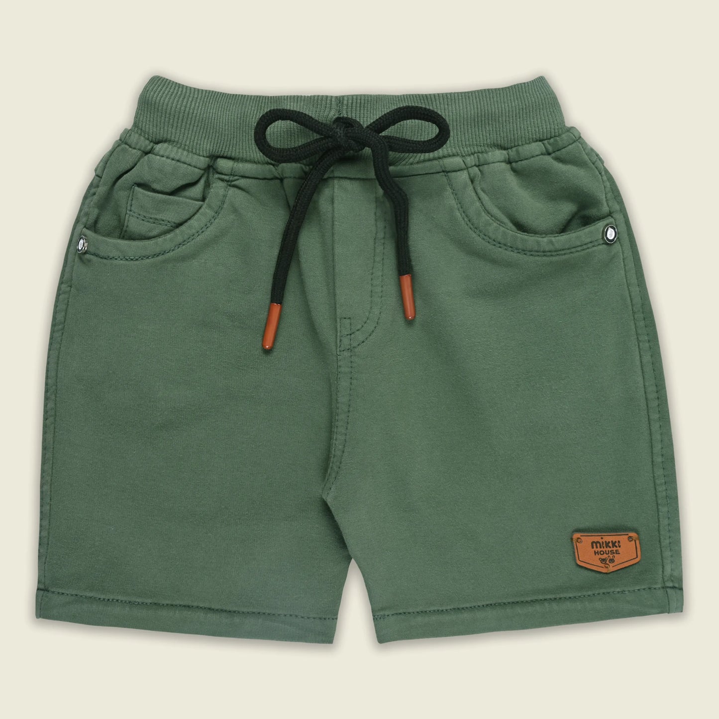 Boys Cotton Denim Solid Casual Shorts with Drawstring Waist shrt014