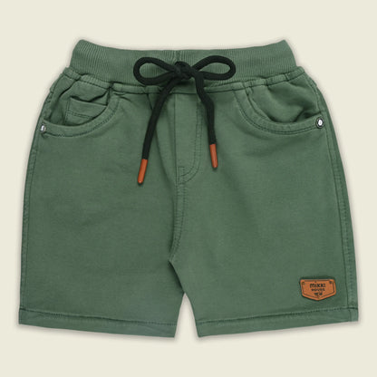 Boys Cotton Denim Solid Casual Shorts with Drawstring Waist shrt014