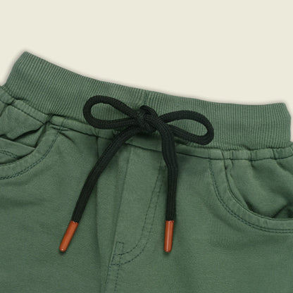 Boys Cotton Denim Solid Casual Shorts with Drawstring Waist shrt014