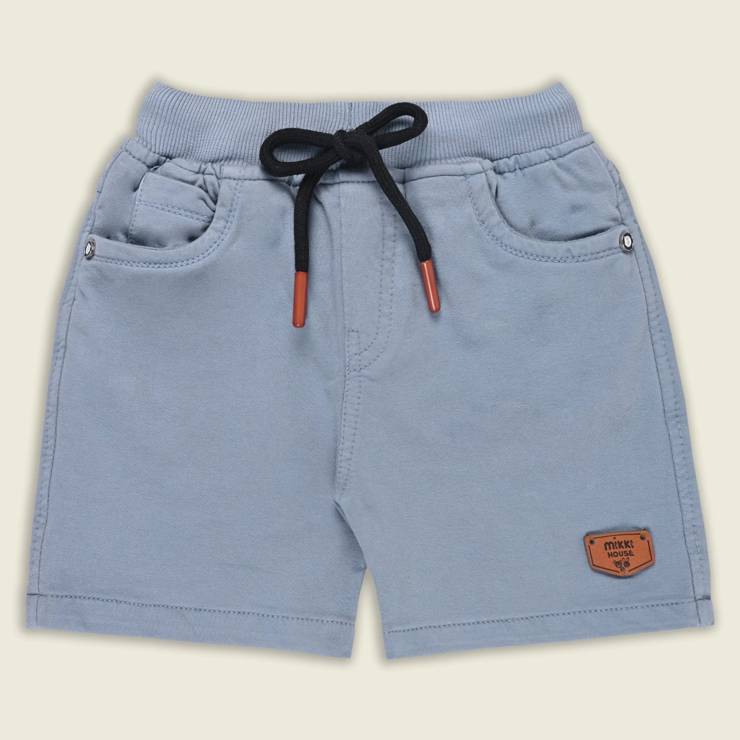 Boys Cotton Denim Solid Casual Shorts with Drawstring Waist shrt014