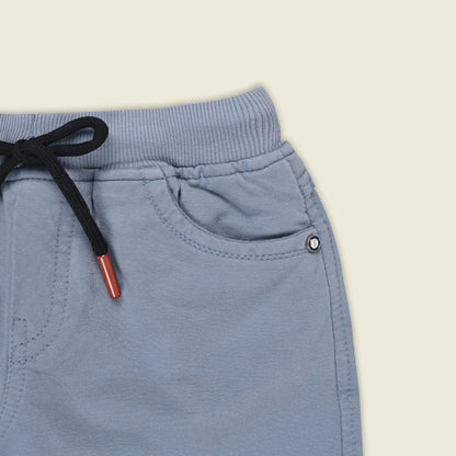 Boys Cotton Denim Solid Casual Shorts with Drawstring Waist shrt014