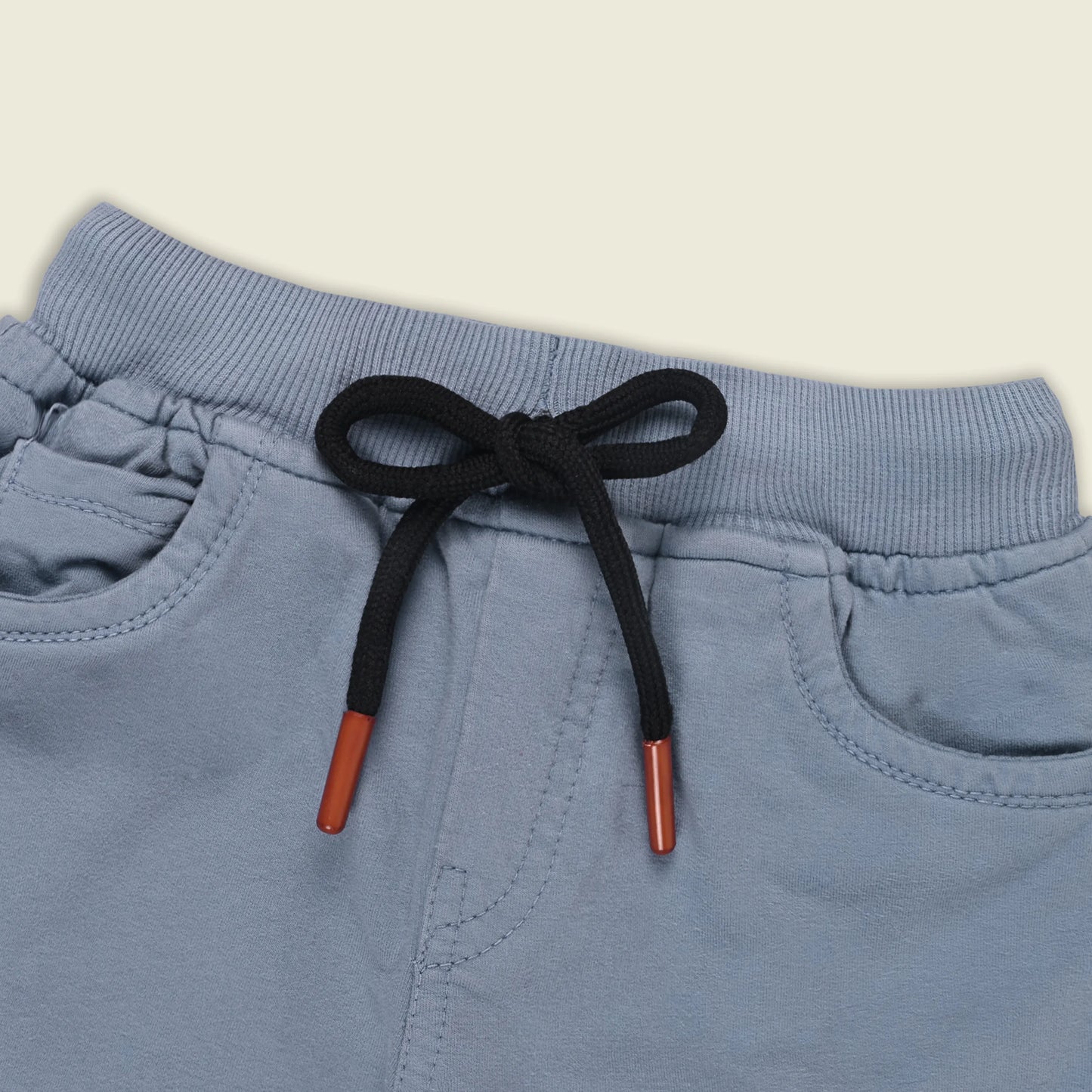 Boys Cotton Denim Solid Casual Shorts with Drawstring Waist shrt014