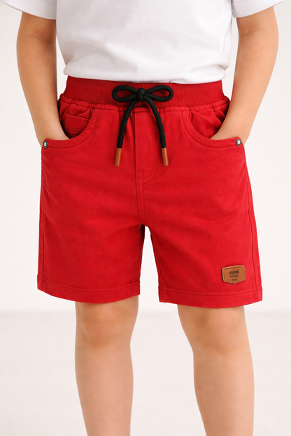 Boys Cotton Denim Solid Casual Shorts with Drawstring Waist shrt014