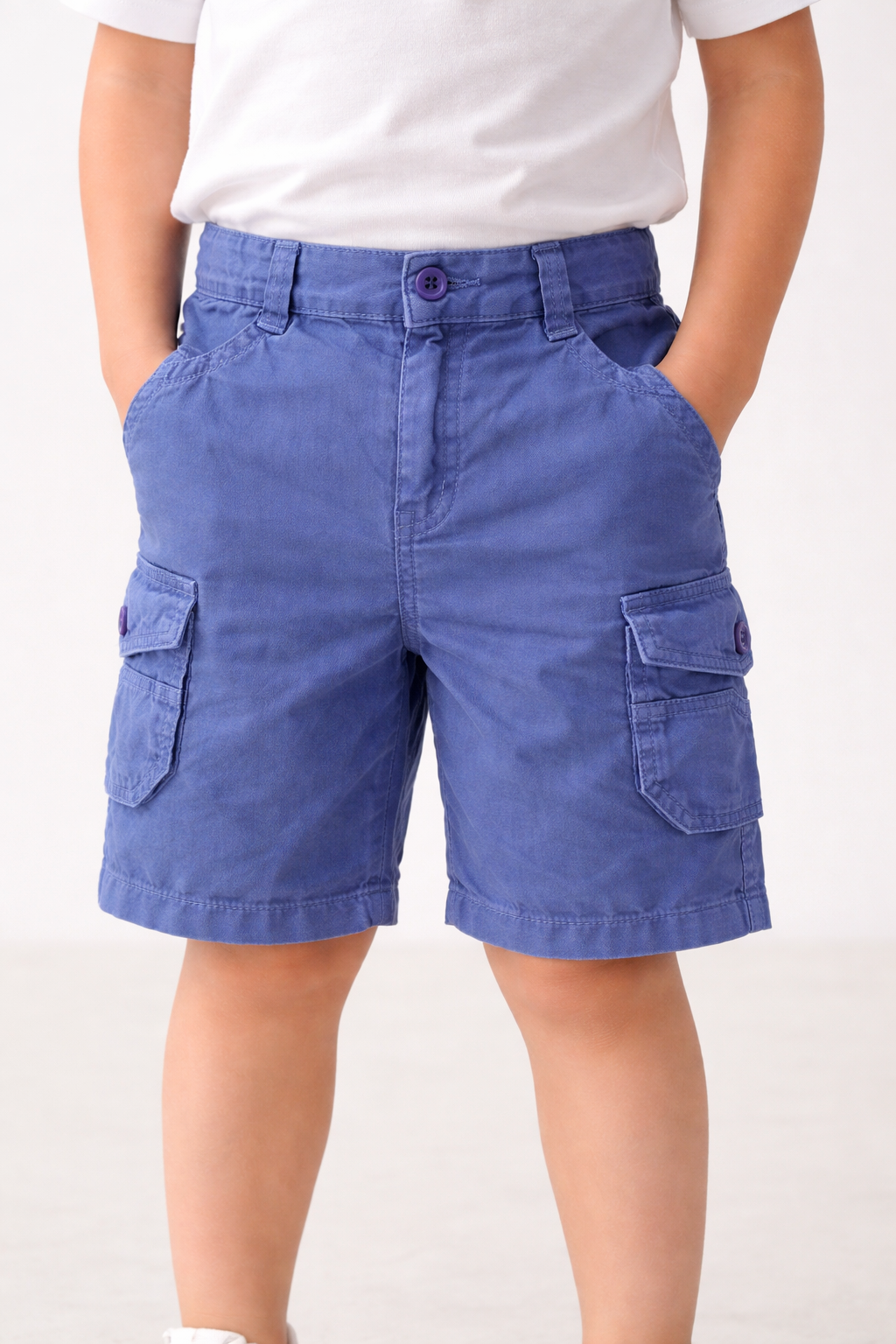 Boys Cotton Denim Cargo Shorts with Button Closure & Utility Pockets shrt015