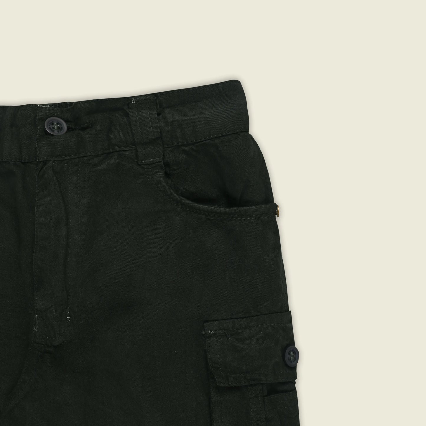 Boys Cotton Denim Cargo Shorts with Button Closure & Utility Pockets shrt015