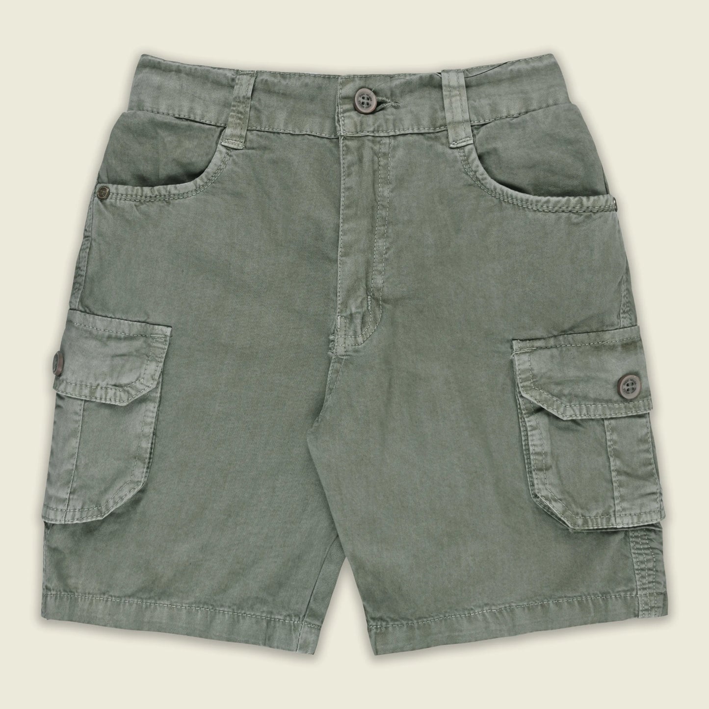 Boys Cotton Denim Cargo Shorts with Button Closure & Utility Pockets shrt015