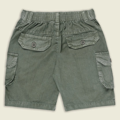 Boys Cotton Denim Cargo Shorts with Button Closure & Utility Pockets shrt015