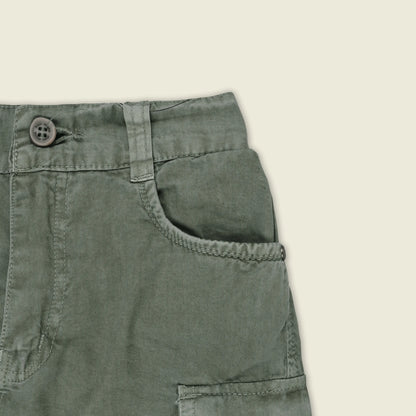 Boys Cotton Denim Cargo Shorts with Button Closure & Utility Pockets shrt015