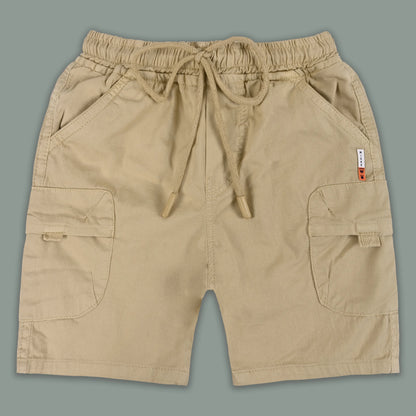 Boys Cotton Denim Cargo Shorts with Drawstring Waist shrt016
