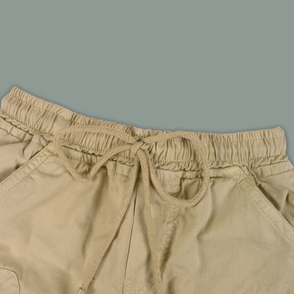 Boys Cotton Denim Cargo Shorts with Drawstring Waist shrt016
