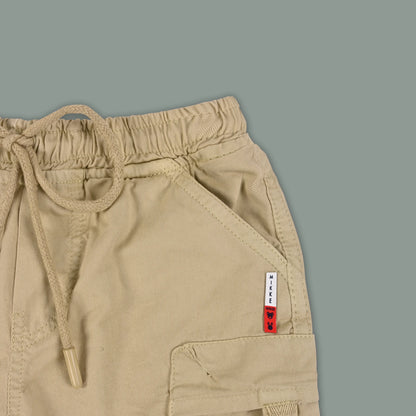 Boys Cotton Denim Cargo Shorts with Drawstring Waist shrt016