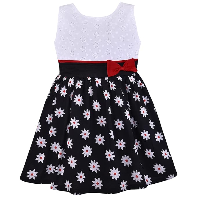 Girls Pure Cotton Floral Printed Bow Summer Dress ctn512mrn