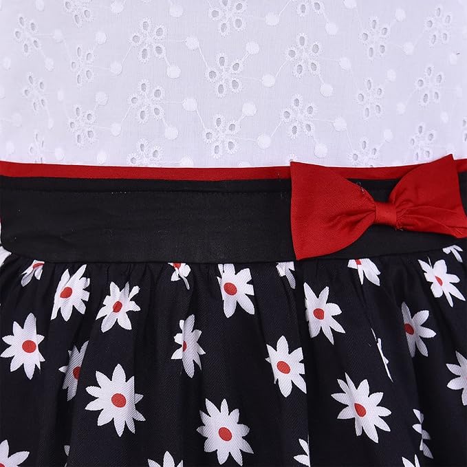 Girls Pure Cotton Floral Printed Bow Summer Dress ctn512mrn