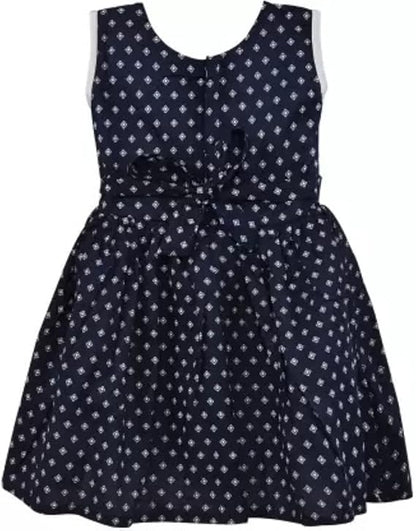 Girls Cotton Printed Sleeveless Frock with Bow – Summer Wear Dress ctn574w