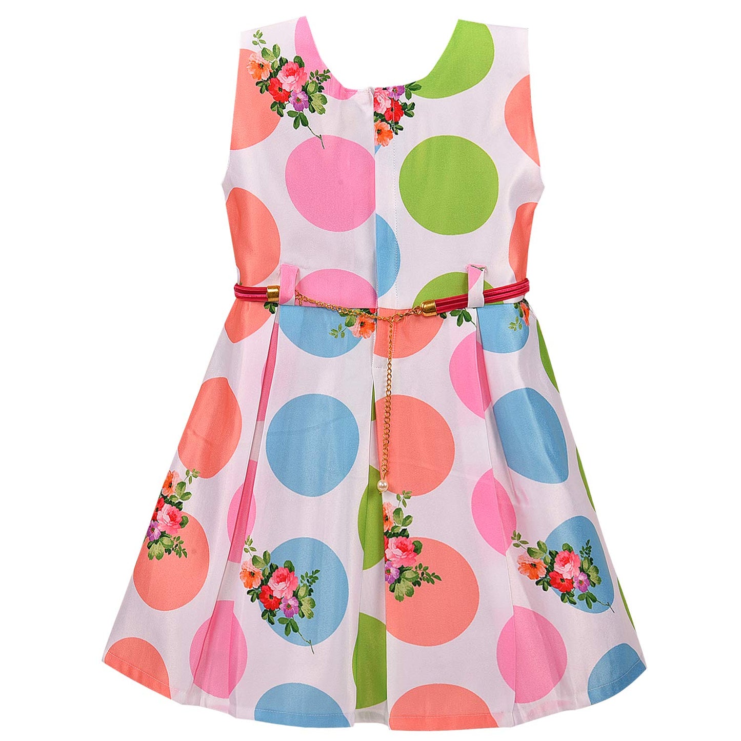 kids Partywear  Dress Frock-(stn707wht)