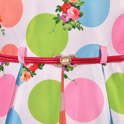 kids Partywear  Dress Frock-(stn707wht)