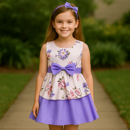 Baby Girls Cotton Frock Dress-(stn745pplnw)
