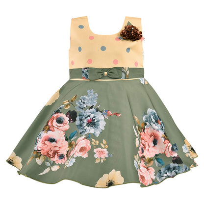 Baby Girls Partywear  Dress Frock (stn754grn)