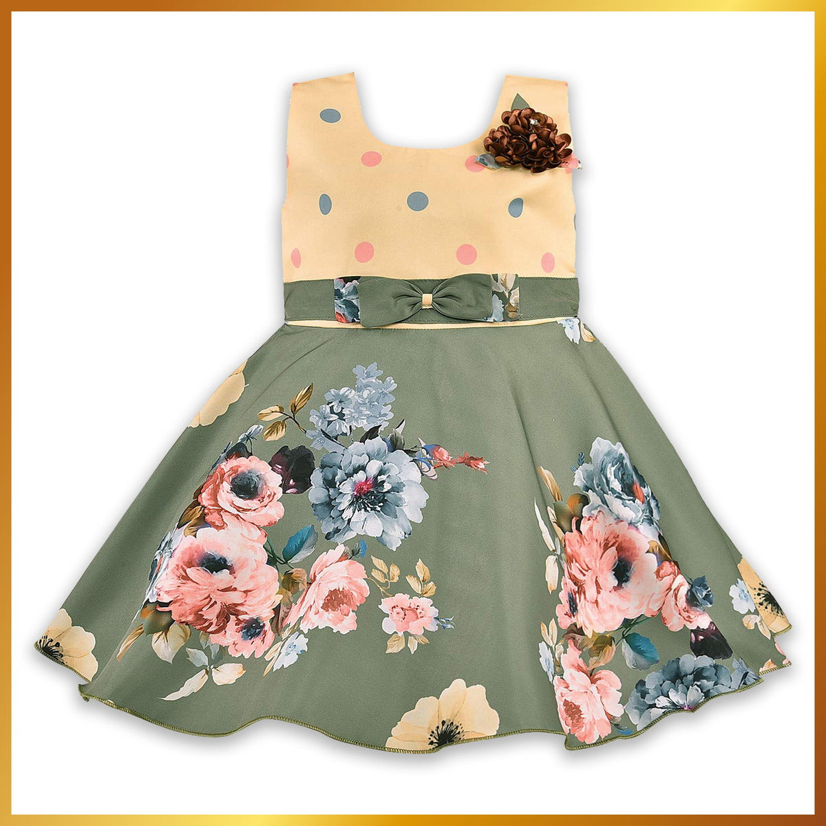 Wish Karo Baby Girls Partywear  Dress Frock (stn754grn) - Wish Karo - photo 2