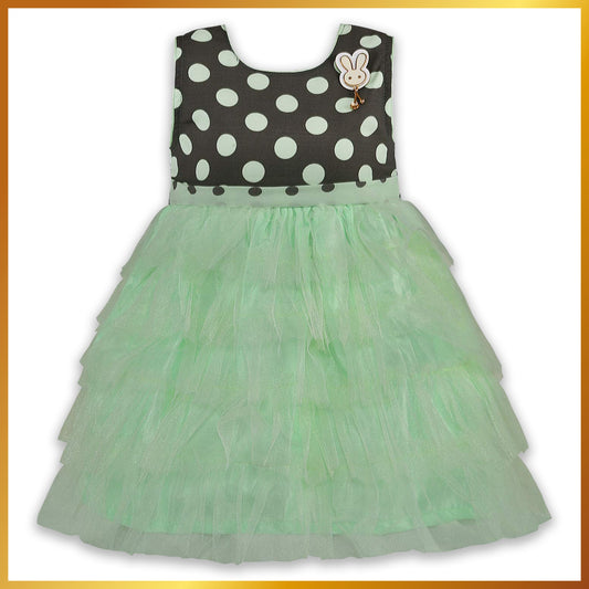 kids Partywear Dress Frock (stn758grn)