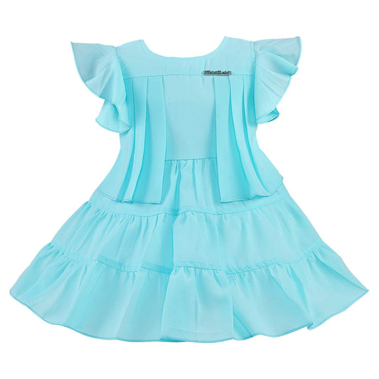 kids Partywear Dress Frock (stn760blu)