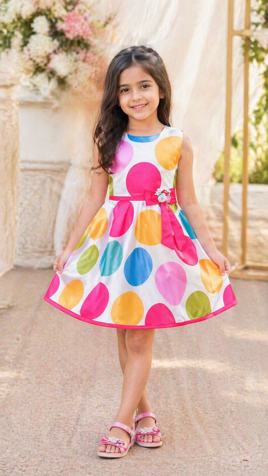 Pink Polka Dots Printed Dress - Wish Karo