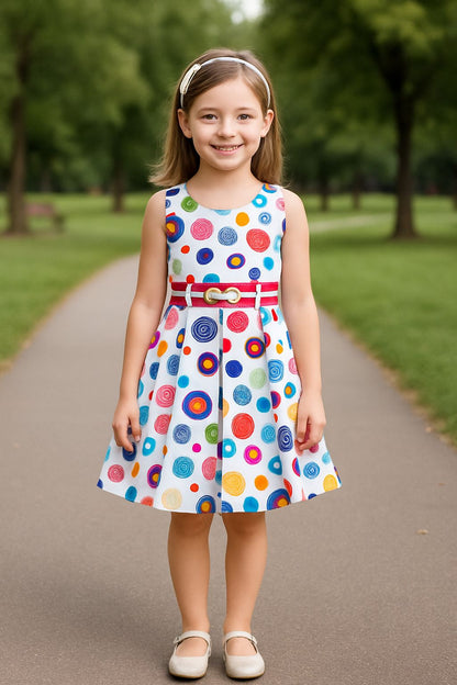 kids Partywear  Dress Frock (stn762wht)