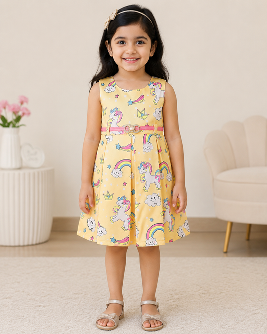 Girls Midi/Knee Length Casual Dress stn773ylw