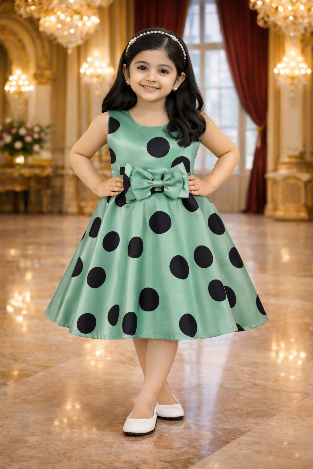 Girls Midi/Knee Length Casual DressÂ stn807grn