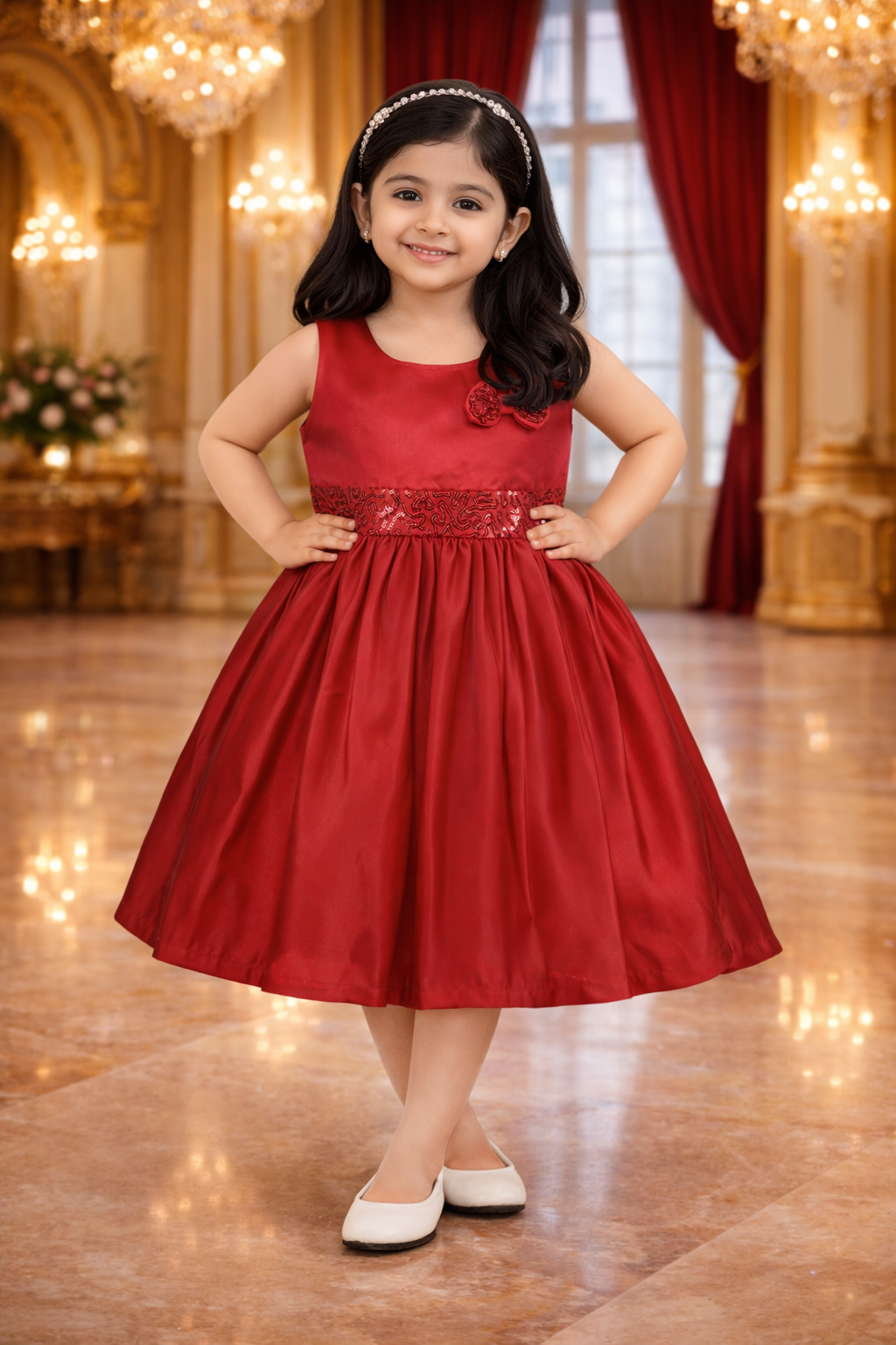Baby Girls Midi/Knee Length Party Dress stn839rd