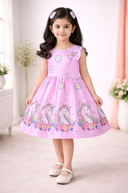 Girls Midi/Knee Length Casual Dress stn855bpnk