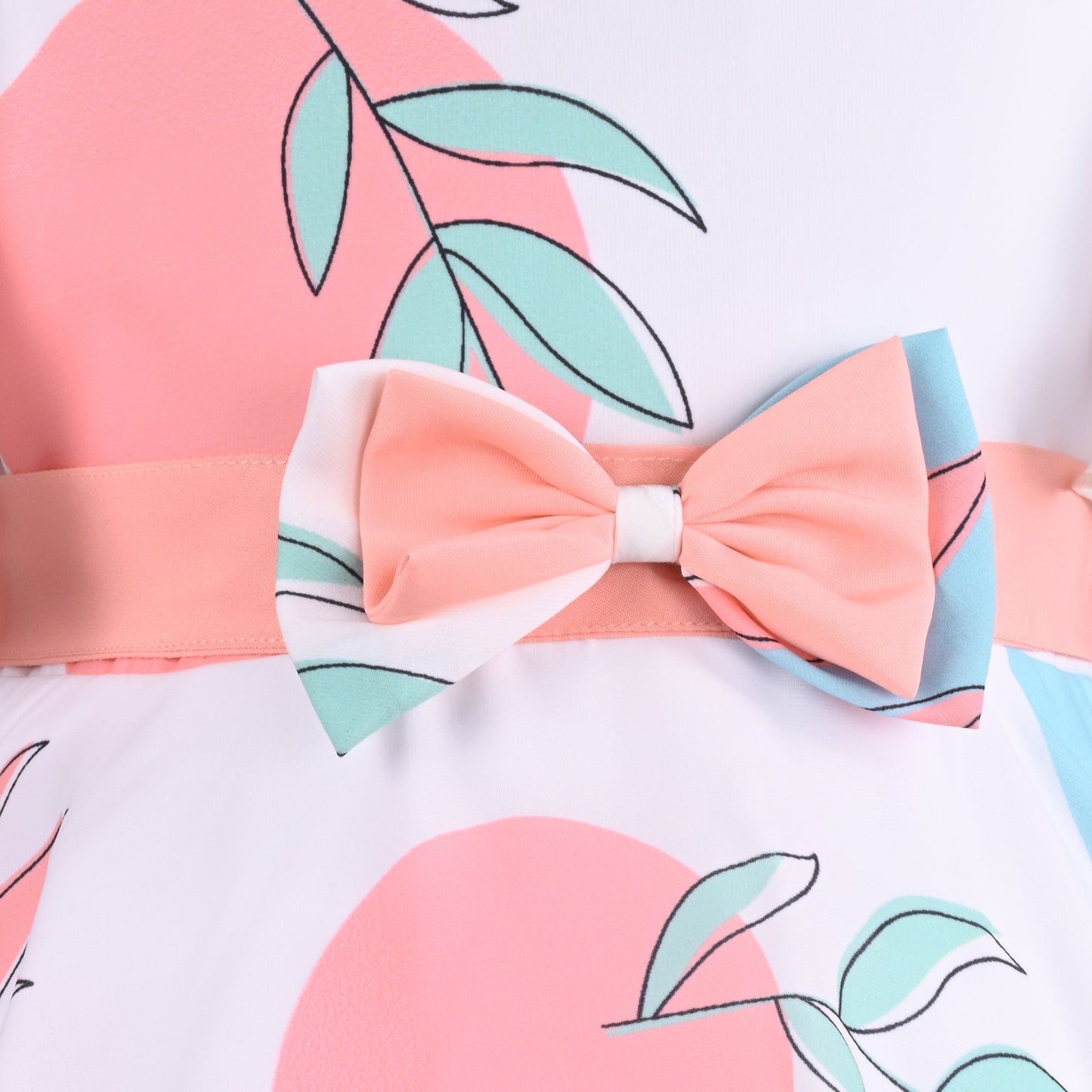 Girls Floral Print Flared Sleeve Fit and Flare Frock Dress