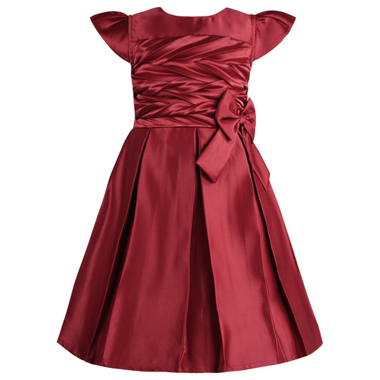 Girls Pleated Solid Fit and Flare Frock Dress - Wish Karo - photo 1
