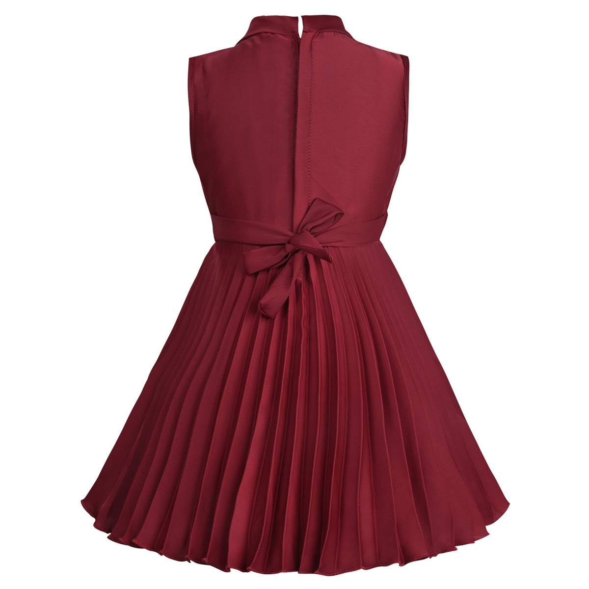 Girls Maroon Pleated A-Line Frock Dress - Wish Karo - photo 4