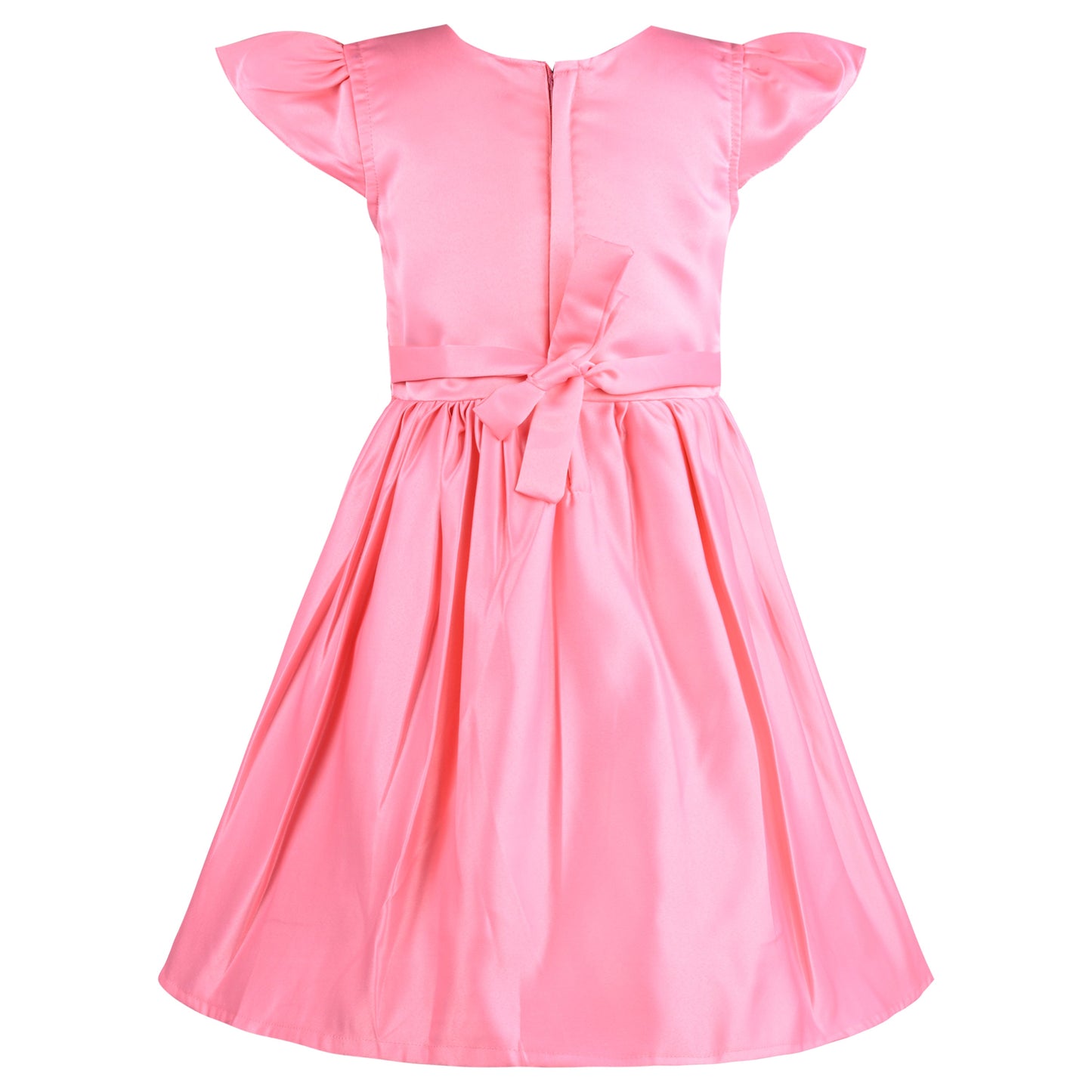 Girls Fit and Flare Ruffle Detail Bow Dress