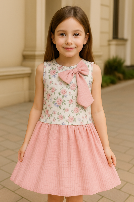 Girls Floral Print Fit and Flare Frock Dress - Wish Karo - photo 1