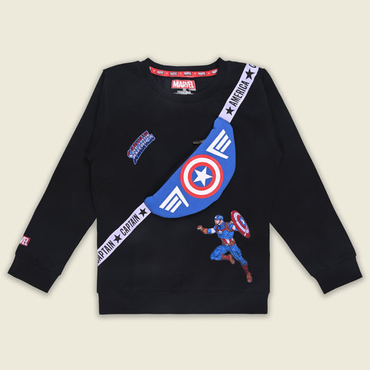 Marvel Captain America Kids Sweatshirt with Sling Bag Print â€“ Cotton Blend - Wish Karo - photo 1