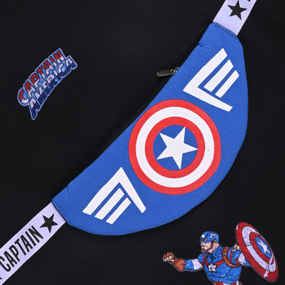 Marvel Captain America Kids Sweatshirt with Sling Bag Print – Cotton Blend T412