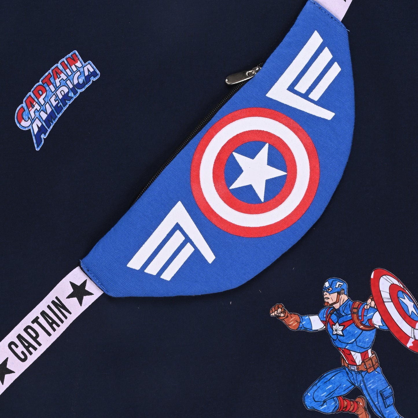 Marvel Captain America Kids Sweatshirt with Sling Bag Print – Cotton Blend T412