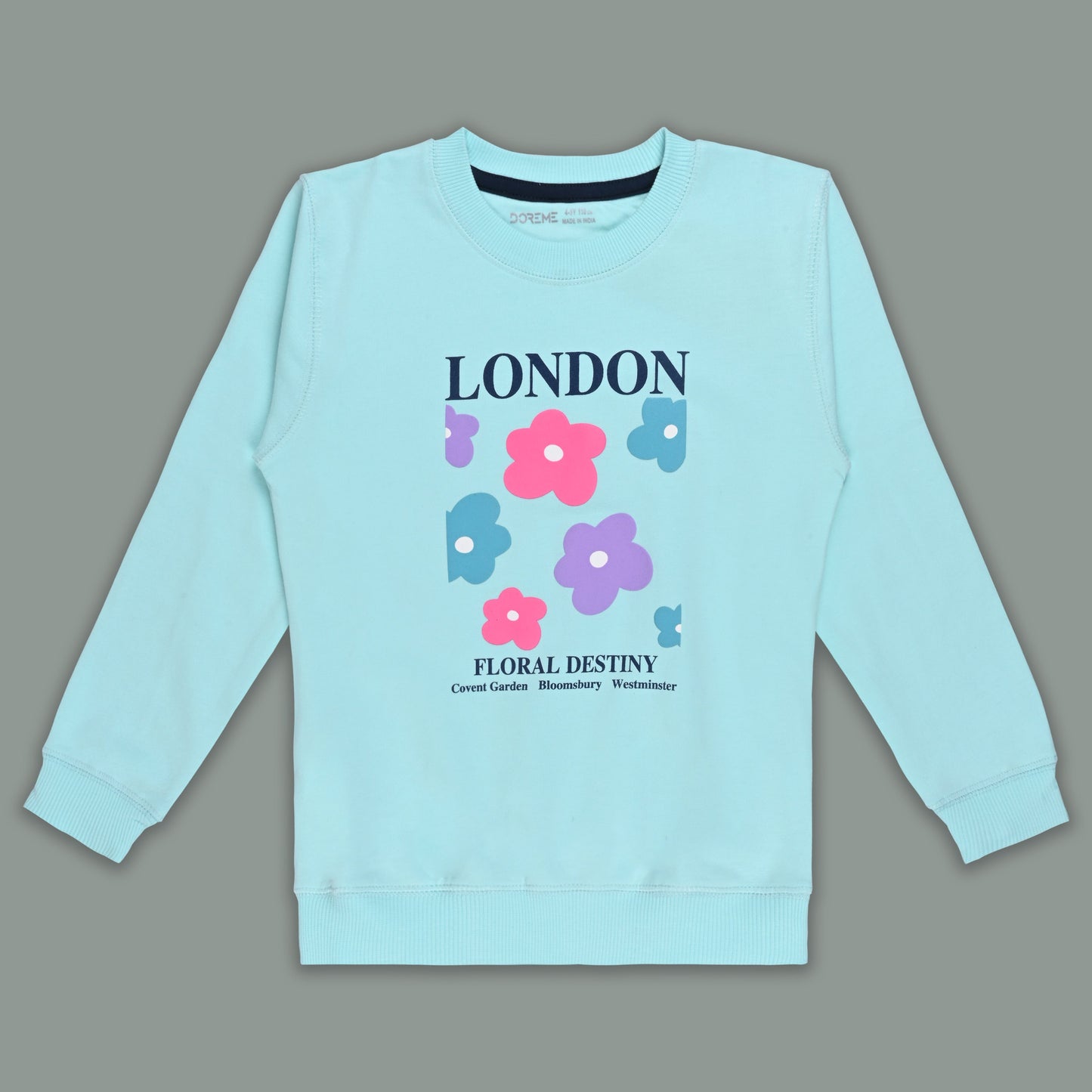 Girls  Cotton Blend Sweatshirt – Floral Print Winter Wear