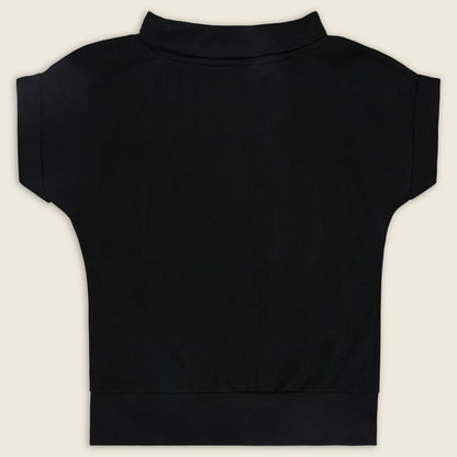 Girls High Neck Cotton T-shirt with Love Embroidery & Tassel Detailing tg401