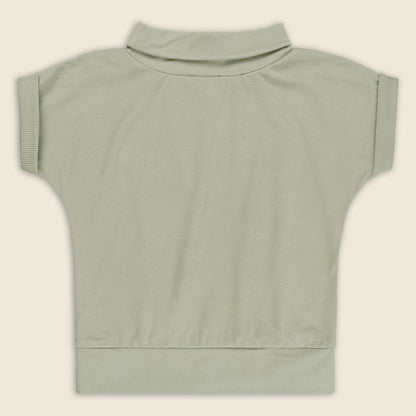Girls High Neck Cotton T-shirt with Love Embroidery & Tassel Detailing tg401